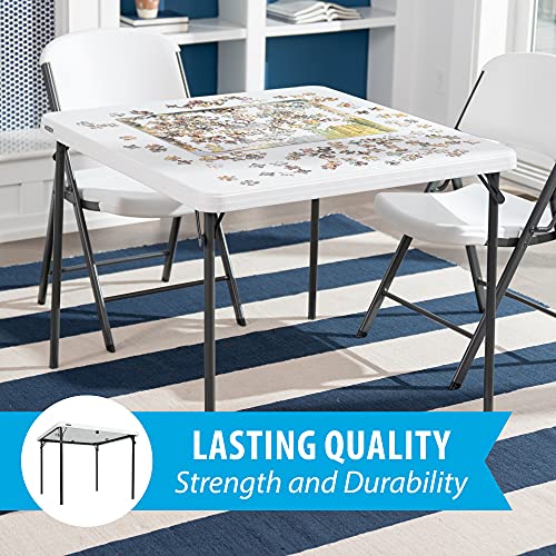 LIFETIME 80783 37-Inch Commercial Grade Square Folding Card Table, White Granite LIFETIME