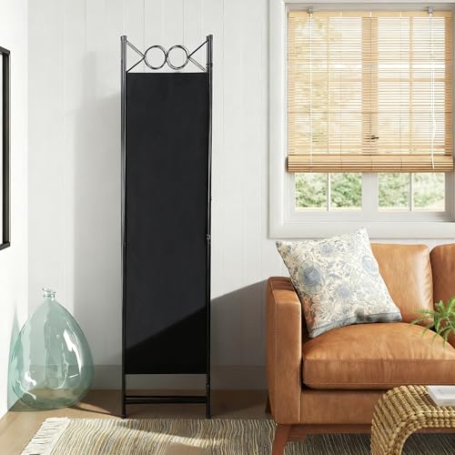 FDW 4 Panel Room Divider and Folding Portable Partition Screen, 6FT Wall Divider Screen for Dorm Bedroom Office, Coal Black FDW