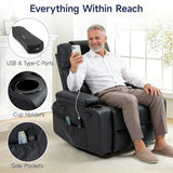 Brage Living Power Lift Recliner Chair for Elderly with Massage & Heat, PU Leather Electric Recliner with USB Charge Port, 160° Adjustable Recline, Stand Assist, Remote Control, Cup Holders (Black)