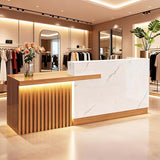 ZGXYTSX Modern Reception Desk with Counter, L-Shaped Front Desk & Receptionist Desk for Beauty Salon, Barber Shop, Training Center, Multi-Purpose Checkout Counter with Storage (C,Left 63in) ZGXYTSX