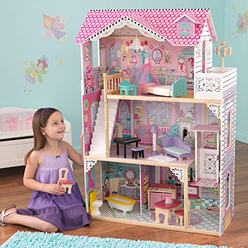KidKraft Annabelle Wooden Dollhouse with Elevator, Balcony and 17 Accessories, Gift for Ages 3+ KidKraft