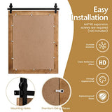 Tangkula Farmhouse Wall Mirror, Rustic Bathroom Mirror with Wood Frame and Metal Bracket, Wall Mounted Barn Door Mirror for Living Room Bathroom, 22 x 30 Inch Tangkula