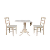 International Concepts 42" Dual Drop Leaf 2 Madrid Chairs Dining Table, Unfinished IC International Concepts