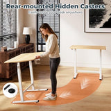FitStand Pneumatic Standing Desk, 39.4" x 23.6" One-Piece Adjustable Height Home Office Desk, Rolling Computer Workstation with Hooks & Cup Holder,2 Rear-Mounted Hidden Casters, Maple FitStand