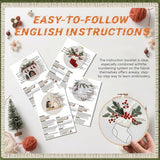 WKALXJ 4 Sets Embroidery Kits for Beginners Adults, Cross Stitch Kits, Needlepoint Kits with Instruction, Video, Needle Point Kits with Holly Fireplace Stocking Nativity Patterns (Christmas A)
