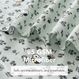 Berkshire Blanket Peanuts® Kids Sheet Set Full Size - 4 Pieces,Cute Character Snoopy Printed Soft Microfiber Bed Sheets,Mini Snoopy & Woodstock New Flower and Bees Sage Berkshire Blanket