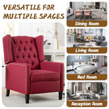 Wingback Recliner Chairs with Foldable Side Table&USB Charging Ports,Mid Century Accent Single Sofa Small Recliner Chair,Modern Comfy Pushback Reclining Chair for Living Room (Fabric, Wine Red)