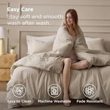 Bedsure 100% Washed Cotton Duvet Cover Queen Size - Frosted Almond Minimalist Cotton Duvet Cover Linen Like for All Seasons - GentleSoft™ Plain Simple Bedding, Frosted Almond, Queen, 90"x90" Bedsure