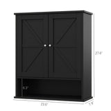 Reettic Farmhouse Medicine Cabinet with 2 Barn Doors, Bathroom Cabinet Wall Mount with Adjustable Shelf, Over The Toilet Storage for Bathroom, Living Room, Kitchen, Black BMGZ103B Reettic