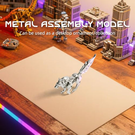 SEBUNAS Mechanical Siberian Wolf 3D Metal Puzzle 3D Metal Model Kits DIY Mechanical Fine Assembly Model Toy Suitable for Adults and Teenagers, Enhance Hands-on Ability, Creative Decorations SEBUNAS