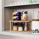VERTORGAN Bamboo Corner Shelf,2 Tier Plate Organizer for Cabinet and Countertop,Pantry Dish and Spice Rack for Kitchen VERTORGAN