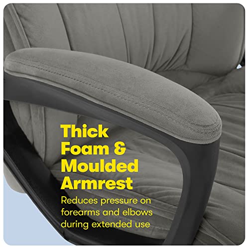 Serta Hannah Executive Home Office Desk Chair, Ergonomic Mid-Back with Lumbar Support, Firm Seat Cushion, Layered Body Pillows, Padded Armrests, Swivel Base, Easy Assembly, Microfiber, Black/Grey Serta