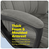 Serta Hannah Executive Home Office Desk Chair, Ergonomic Mid-Back with Lumbar Support, Firm Seat Cushion, Layered Body Pillows, Padded Armrests, Swivel Base, Easy Assembly, Microfiber, Black/Grey Serta