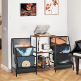 SUPER DEAL Record Player Stand, 3-Tier Turntables Stand with Vinyl Storage and Charging Station, Display Rack Table for Speaker, Amplifier, Storage Up to 280 Albums, Rustic Brown SUPER DEAL