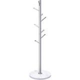 Homde Metal Coat Rack Stand with Natural Marble Base, Stainless Steel Freestanding Coat Tree Hanger with 8 Hooks, Hall Tree for Clothes Jackets Hat Scarves Handbags Entryway Bedroom (Silver) Homde