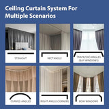 cbsroro Room Divider Ceiling Mounted Curtains Track Sets Extra Wide Blackout Curtain Flexible Tracks for Bedroom Privacy Partition Separator, 1 Panel Black Drape and White Rail, W8.3 x H8ft cbsroro