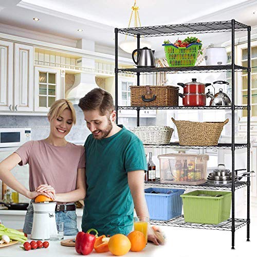 6 Shelf Wire Shelving Unit Garage Shelves Height Adjustable Heavy Duty Utility Rolling Steel Organizer Garage Storage Units, 1500lbs Storage Shelves Metal Rack NSF Metal Shelves for Garage Kitchen Payhere