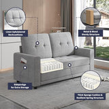 ZAFLY Modern 3-in-1 Convertible Sofa Bed, 84 Inch Tri-Fold Multi-Function Floor Sofa, Space-Saving Futon Couch Bed, Pull-Out Loveseat Sleeper, Ideal for Apartments, Dorms & Offices, Light Grey ZAFLY