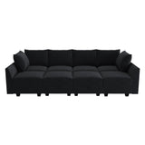 HONBAY Modular Sectional Sleeper Sofa Velvet Sectional Sleeper Couch with Storage Seats Oversized Sectional for Living Room,Black HONBAY