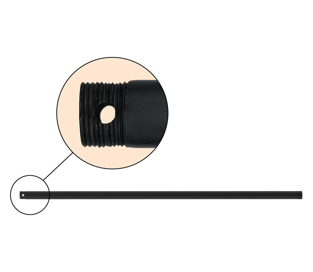 DPXMYG 36 inch Ceiling Fan Downrod with Extension Cord, 3 FT Black Downrod, 1 inch Outside Diameter, Ceiling Fan Boom Suitable for a Wide Range of Fans (with Threaded) DPXMYG