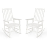 Cozyman Outdoor Rocking Chairs Set of 2, Acacia Wood Rocking Chairs, Patio Rocker Chair with Wide Seats, White Cozyman