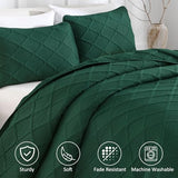 Yiran Twin Quilt Set, Emerald Green Lightweight Soft Bedspreads Bedding Set, Diamond Pattern Coverlet for All Season Modern Style 2 Piece with 1 Pillow Sham 68x90 Inch