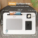 Liftsync Mobile Standing Desk, Rolling Laptop Cart Adjustable Height with Cup Holder, 28 inch Portable Table with 4 Lockable Wheels, White Computer Workstation with Hook and Slots for Home Office Liftsync