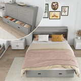 Bellemave Full Murphy Bed with Mattresses and Charging Stations and Storage Drawer, Farmhouse Murphy Cabinet Bed with Foldable Panel, Noisy Free, for Guest Bedroom, Living Room, Gray Bellemave