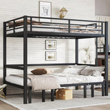 Full over Full Metal Bunk Bed with Guardrails, Convertible Loft Bed with Sofa & Lower Bed, Full Loft Bunk Beds can be Pulled out in 3 Sections for Teens, Adults, Bedroom, Black Harper & Bright Designs