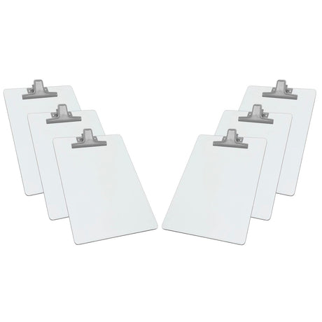 Acrimet White Clipboard Letter Size A4 (13” x 9 1/16”) Premium Metal Clip (Hardboard) (Silver Clip) (6 Pack) Acrimet