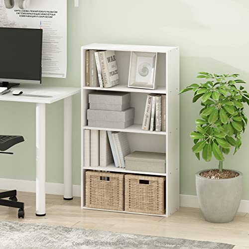 Furinno Pasir 4-Tier White Bookshelf & Storage Solution Furinno