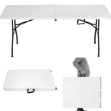 HKLGorg 6 Ft Heavy Duty Working Indoor Outdoor Plastic Folding Utility Party Dining Table Easy to Assemble with Lock Function White, 70.9 x 29.1 x 29.1 inches HKLGorg