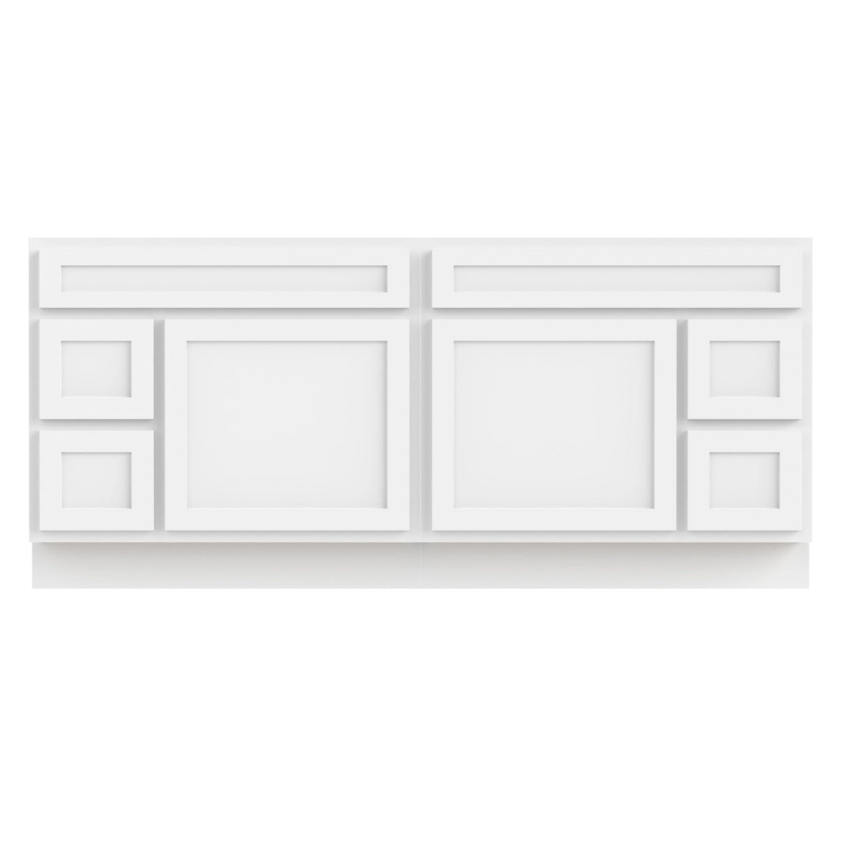 Vanity Art 72 Inch Bathroom Vanity with 2-Door 4-Drawer, Wood Bathroom Vanity Cabinet with Soft Closing Drawer, Floor Mounted White Cabinet Without Top VA4072-LRW Vanity Art