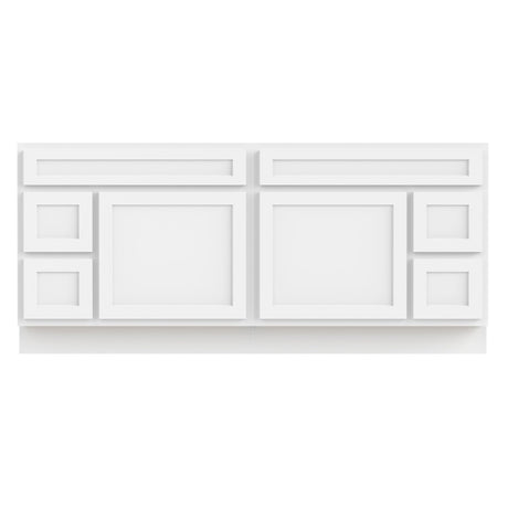 Vanity Art 72 Inch Bathroom Vanity with 2-Door 4-Drawer, Wood Bathroom Vanity Cabinet with Soft Closing Drawer, Floor Mounted White Cabinet Without Top VA4072-LRW Vanity Art