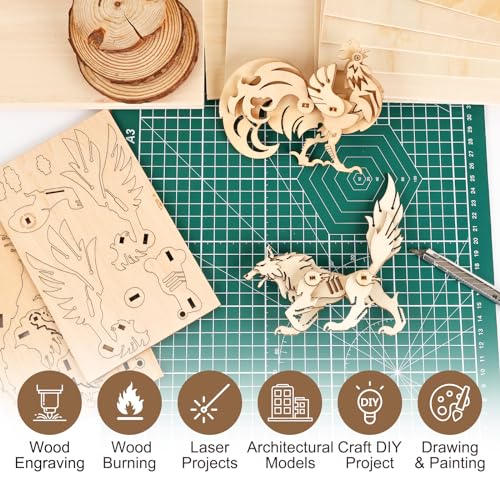 MITINU 50 Pack Basswood Sheets for Crafts,12"x12"x1/8" 3mm Thick Plywood Sheets with Smooth Surfaces-Unfinished Squares Wood Boards for Laser Cutting, Wood Burning, Architectural Models, Staining MITINU