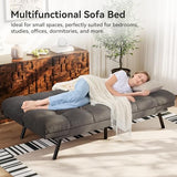 Vipbear Convertible Futon Sofa Bed,Grey Linen Futon Couch with Detachable Cushion,Adjustable Backrest & Armrest,Modern Small Recliner Loveseat Sleeper Couch for Living Room,Office,Apartment Vipbear