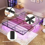 Zevemomo Floating Queen Bed Frame with LED Light, Heavy-Duty Metal Platform Queen Bed Frame Floating with Charging Station, Easy to Assemble, No Box Spring Needed, Black Zevemomo