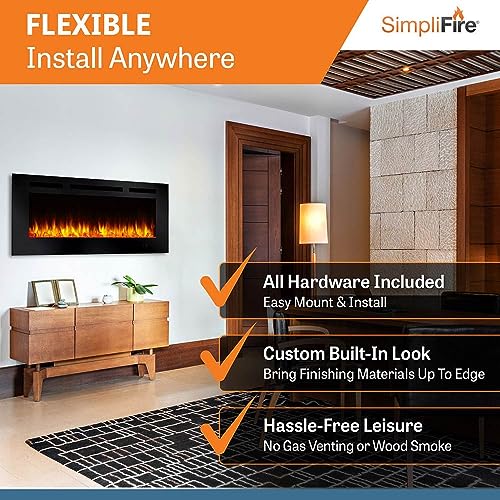 SimpliFire 48-Inch Allusion Linear Electric Fireplace (SF-ALL48-BK)