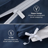 Bedsure 100% Bamboo Duvet Cover King Size - Lightweight Silky Cooling Rayon Derived from Bamboo Comforter Cover Set for Hot Sleepers, Breathable & Moisture-Wicking Bedding Set, Navy Bedsure