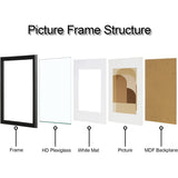 HEART ART 12x12 Black Picture Frame Set of 9, Display Pictures 8x8 with Mat or 12 x 12 without Mat, Multi Collage Gallery Square Photo Frames for Wall HEART ART