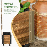 Outsunny Raised Garden Bed with Trellis, 58" Outdoor Wooden Planter Box with Wheels, for Vine Plants Flowers Climbing and Planting, Brown Outsunny