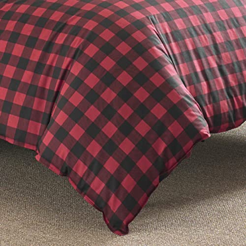Eddie Bauer - Twin Duvet Cover Set, Cotton Reversible Bedding, Buffalo Plaid Bedding Set (Red/Black, Twin) Eddie Bauer