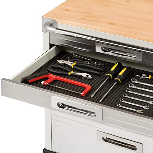 Seville Classics UltraHD Heavy Duty Rolling Cabinet Workbench Table w/Solid Wood Top, Workstation for Garage, Office, Workshop, Granite, 6-Drawer (28" W x 18" D Seville Classics