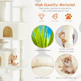 54 Inches Cat Tree Tower Condo Furniture, Cat Tower for Indoor Cats, Cozy Hammock and Sisal Scratching Posts, Multi-Level Durable Cat Scratch Post for Kittens Pet House Play, Detachable Toy, Beige Simple Deluxe