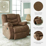 Signature Design by Ashley Partymate Contemporary Faux Leather Manual Rocker Recliner, Dark Brown Signature Design by Ashley