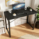 OLIXIS 47 Inch Computer Office Desk for Small Spaces, Writing Gaming Work Desk Modern Study Table with Storage Bag & Headphone Hook Home Bedroom, Black OLIXIS