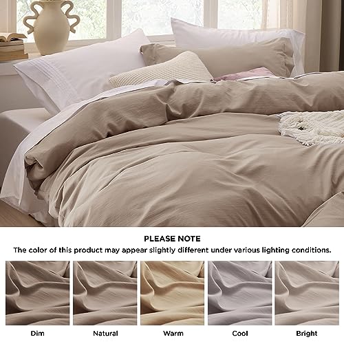 Bedsure Khaki Duvet Cover King Size - 3 Pieces Prewashed Extra Soft Bedding Set, Includes 1 Duvet Cover 104x90 Inches with Zipper Closure & 2 Pillow Shams, Comforter Not Included Bedsure