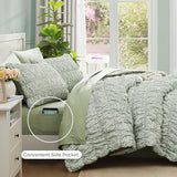 BLOOMHAVEN Full Size Comforter Sets-7 Pieces Puff Sage Green Floral Bedding Set for All Seasons, Shabby Chic Farmhouse Bed in a Bag Full with Floral Comforter, Sheets, Pillowcases & Shams BLOOMHAVEN