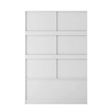 71 inch Tall Bedroom Armoire Wardrobe Closet Clothing Storage Cabinet with Hanging Rod Barn Door Drawers Open Shelves (White 3) Gagihoom