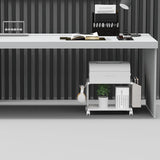 VEDECASA 2 Tier Modern White Wooden Under Desk Printer Stand with Storage Bag for Home Office Desktop Printer Table Organizer Mobile Printer Shelf Cart with Caster Wheel (White) VEDECASA